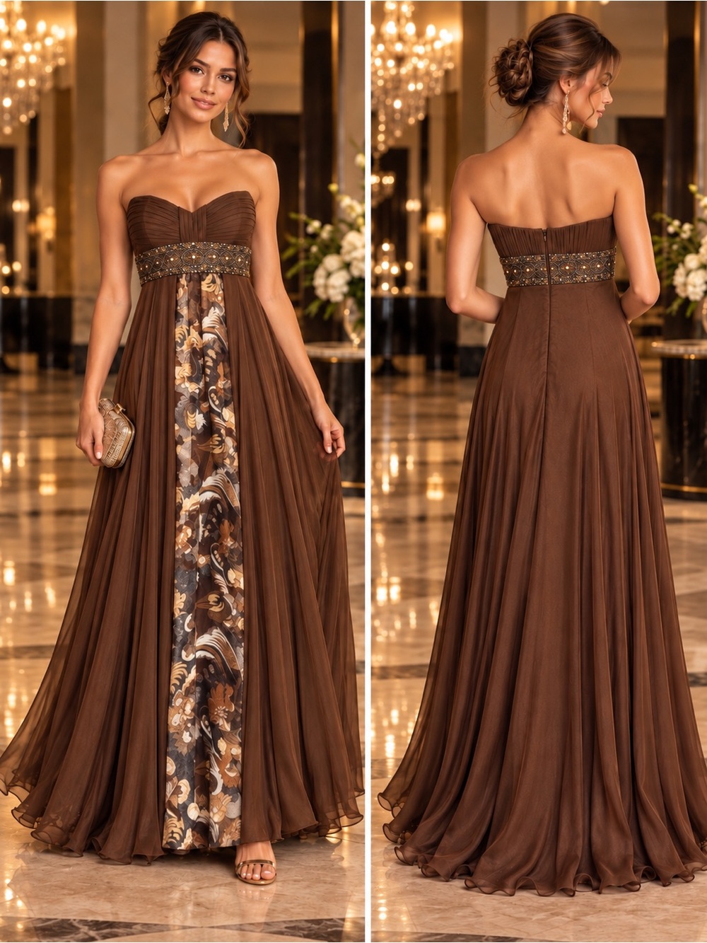 New New Tony Bowls Women’s 8 strapless Elegant Evenings full-length formal gown
